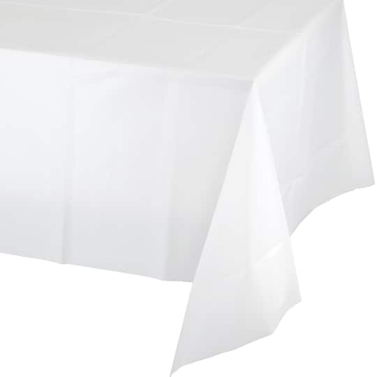 Hoffmaster 54" x 108" Plastic Tablecloth in White | Michaels®